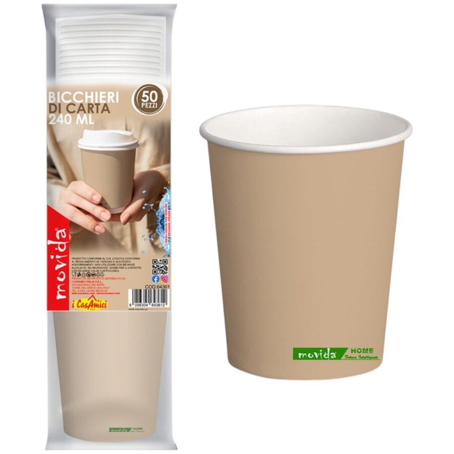 MOVIDA BICCHIERI ACQUA CARTA 50 PEZZI 250 ML (Confezione da 10 pezzi) 