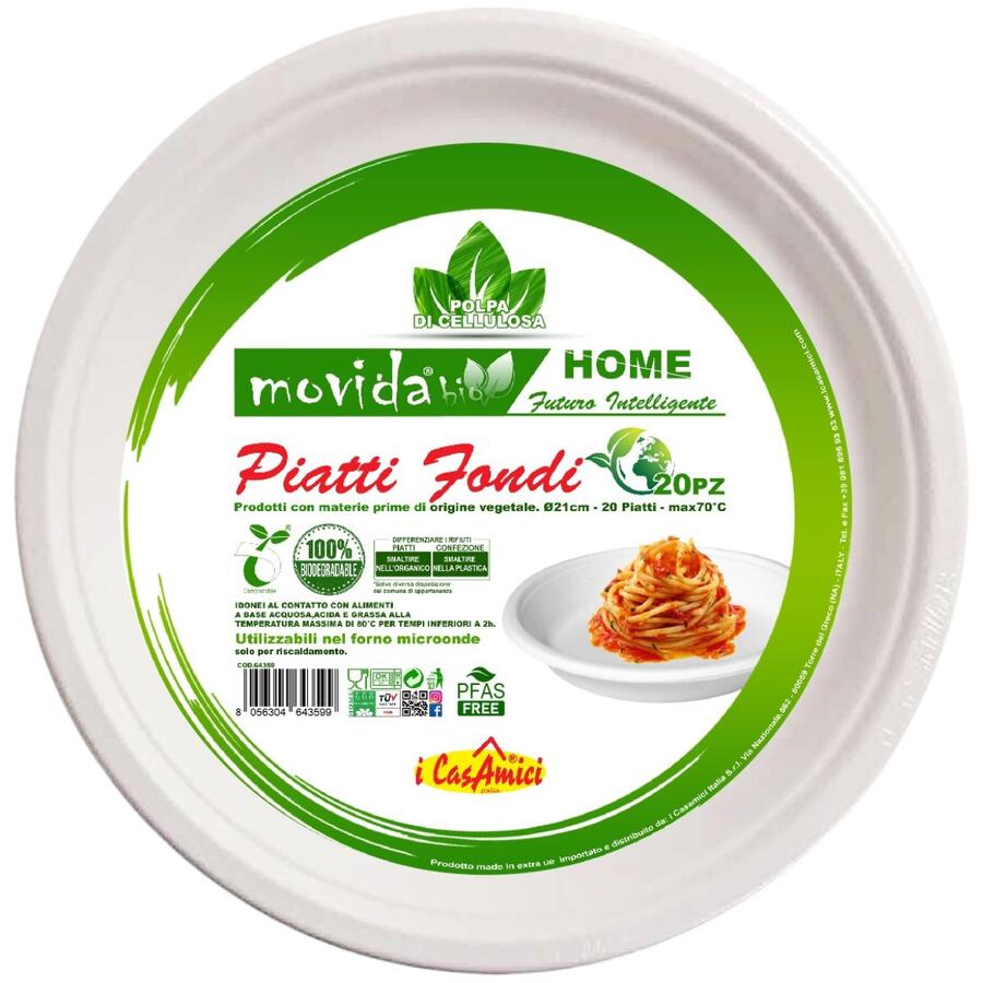 MOVIDA PIATTI BIO 21 CM 20 PEZZI FONDI (Confezione da 10 pezzi) 