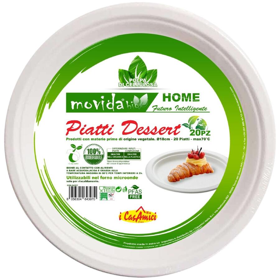  MOVIDA PIATTI FRUTTA BIO 18 CM 20 PEZZI (Confezione da 10 pezzi)