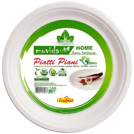 MOVIDA PIATTI BIO 23 CM 20 PEZZI PIANI (Confezione da 10 pezzi) 