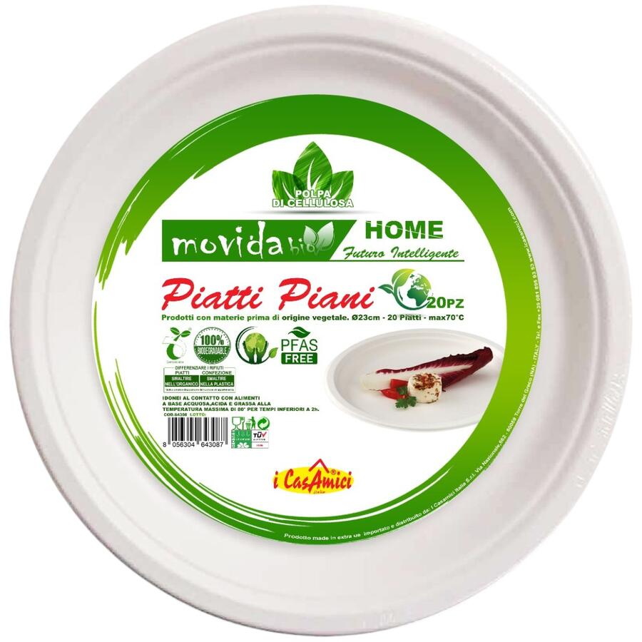 MOVIDA PIATTI BIO 23 CM 20 PEZZI PIANI (Confezione da 10 pezzi) 