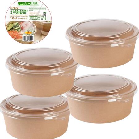 MOVIDA INSALATIERE CON COPERCHIO 750 ML TONDO (Confezione da 12 pezzi) 