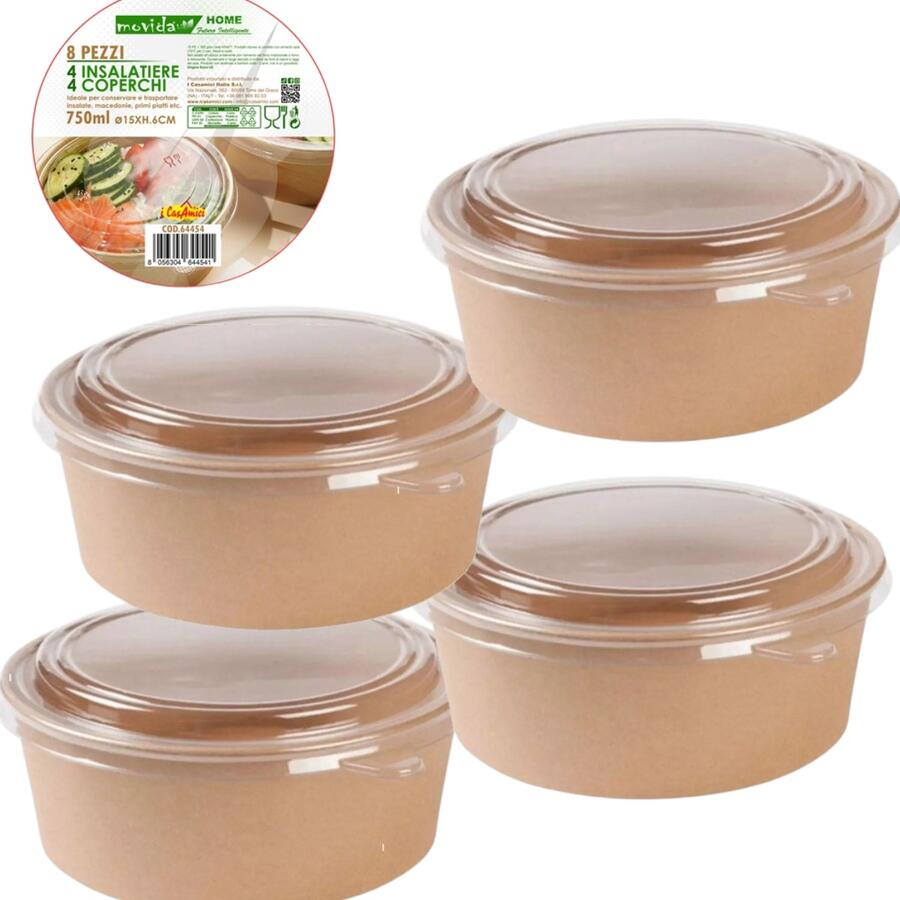 MOVIDA INSALATIERE CON COPERCHIO 750 ML TONDO (Confezione da 12 pezzi) 