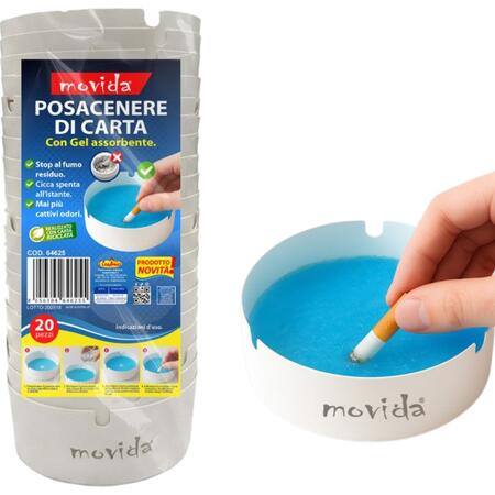 MOVIDA POSACENERE IN CARTA CON GEL ASSORBENTE 20 PEZZI (Confezione da 12 pezzi) 