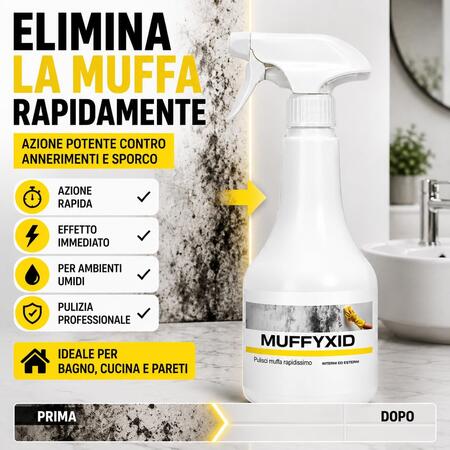 Faren MUFFYXID Rimuovi Muffa 500 ml Pulitore Antimuffa ad Azione Rapida e Igienizzante Spray