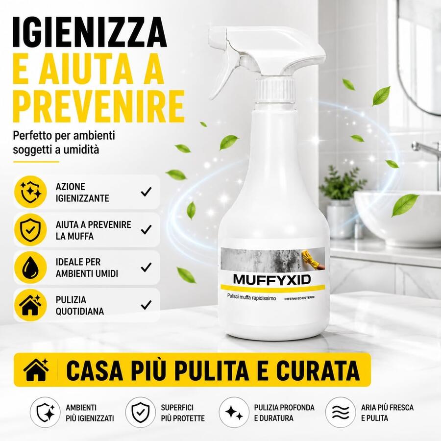 Faren MUFFYXID Rimuovi Muffa 500 ml Pulitore Antimuffa ad Azione Rapida e Igienizzante Spray