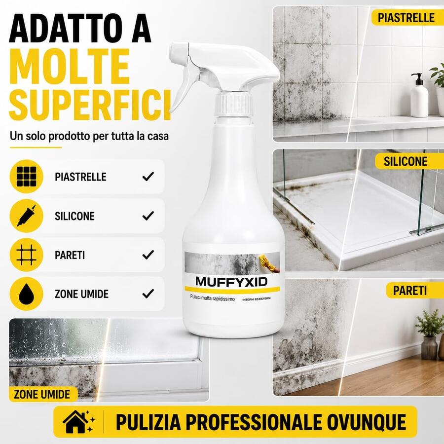 Faren MUFFYXID Rimuovi Muffa 500 ml Pulitore Antimuffa ad Azione Rapida e Igienizzante Spray