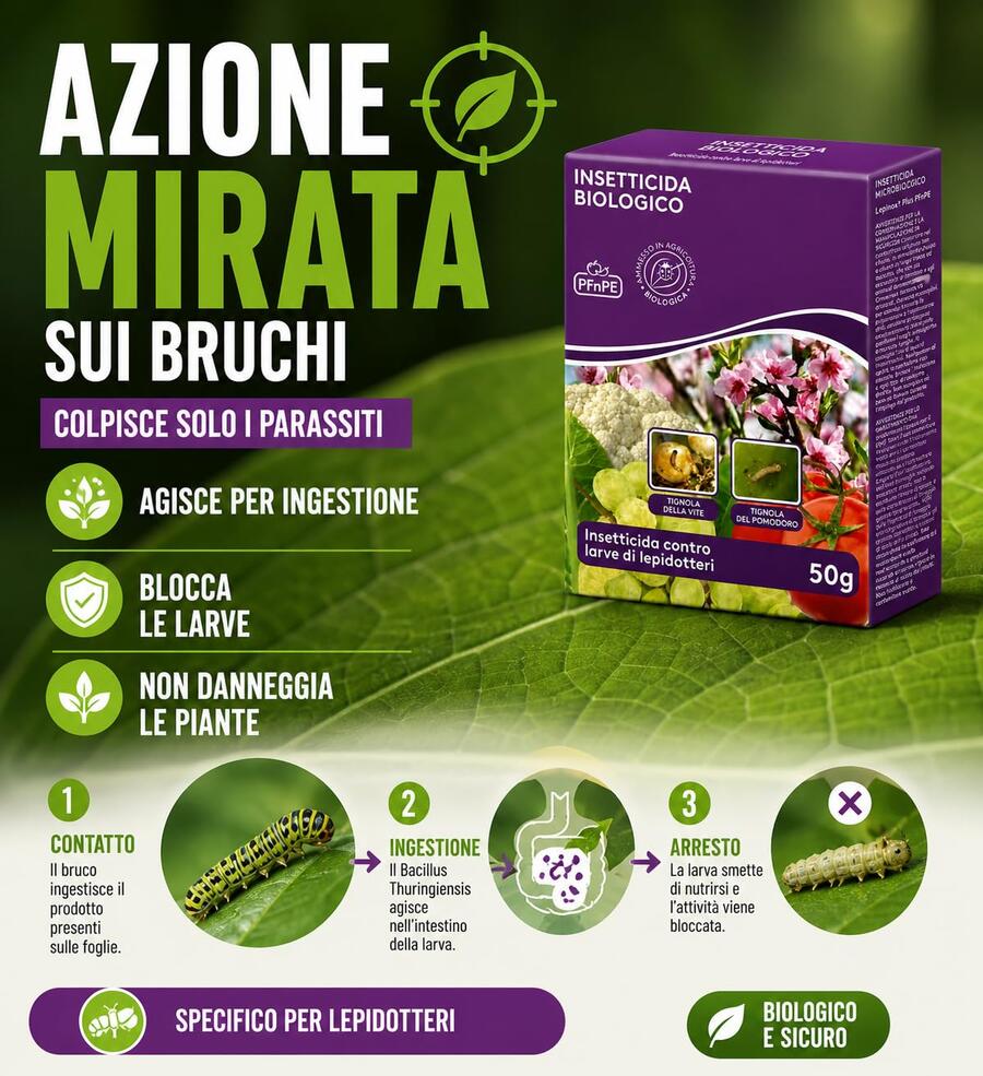 Adama Lepinox Plus Insetticida Biologico a base di Bacillus Thuringiensis larve lepidotteri