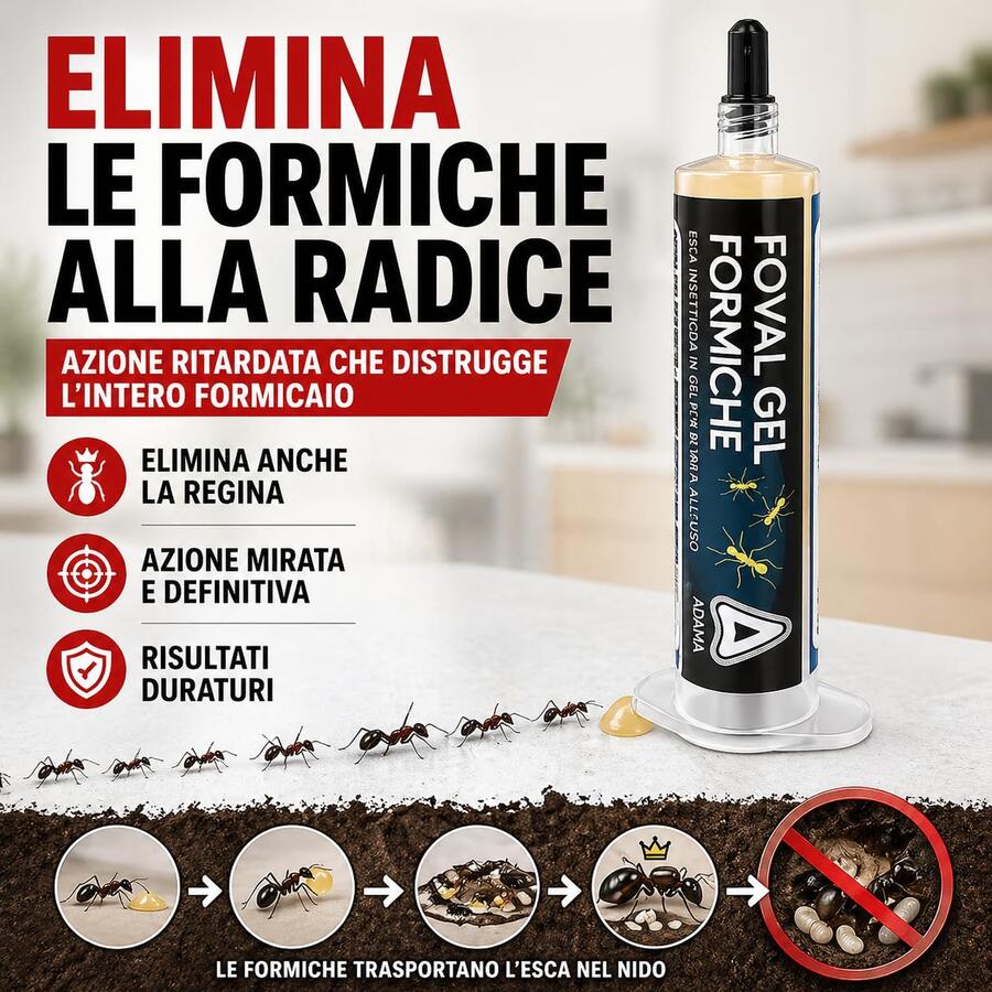 Adama FOVAL GEL ULTRA FORMICHE esca insetticida attrattivo siringa 35GR Professionale