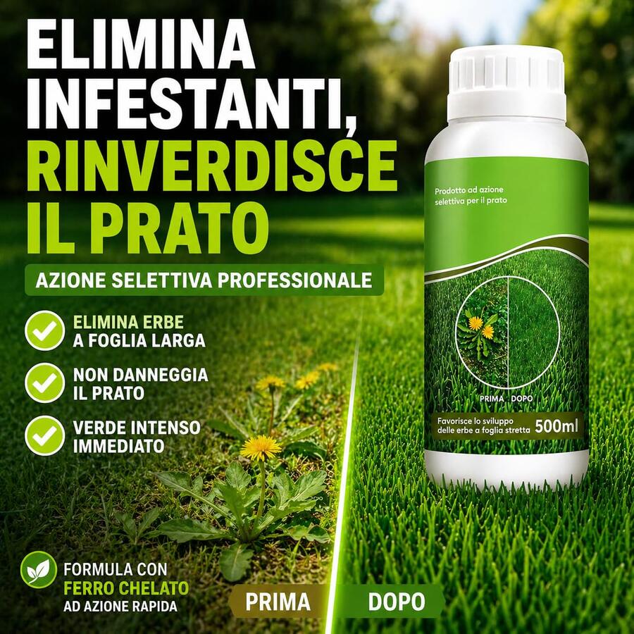 Adama Selecta Diserbante foglia larga erbicida naturale prato rinverdente 600 ml