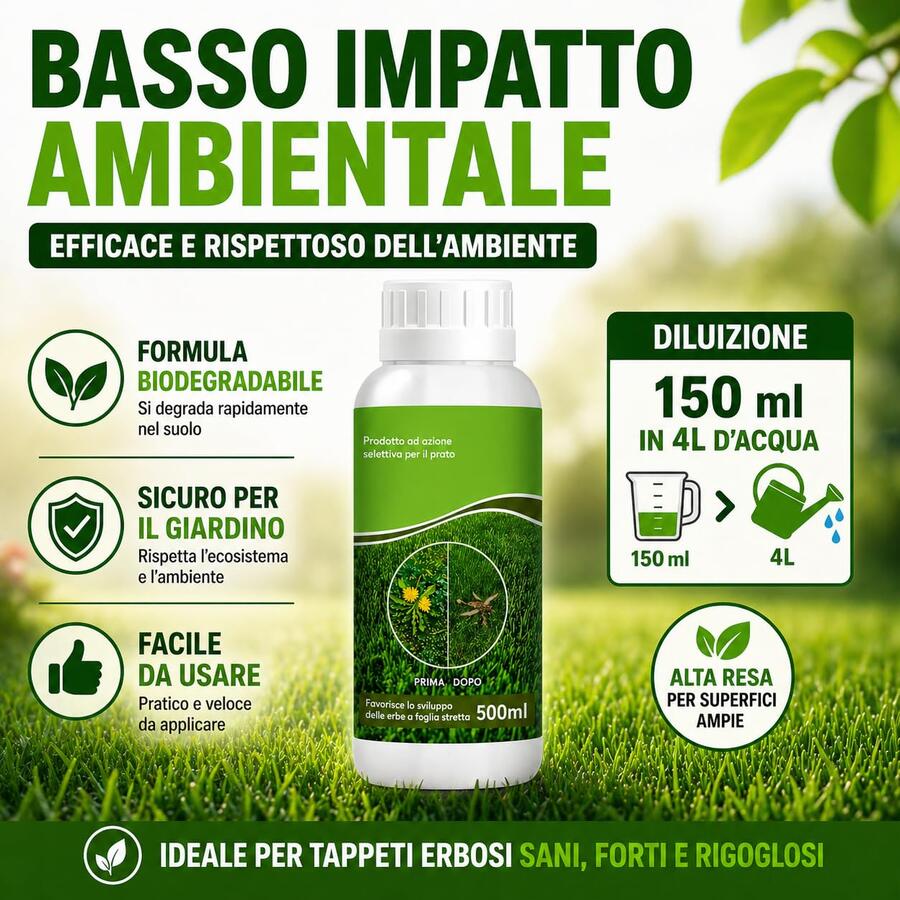 Adama Selecta Diserbante foglia larga erbicida naturale prato rinverdente 600 ml