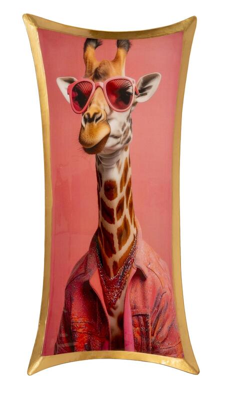 Palais Royal vassoio funky tray metallo smaltato giraffa 49x25 cm.