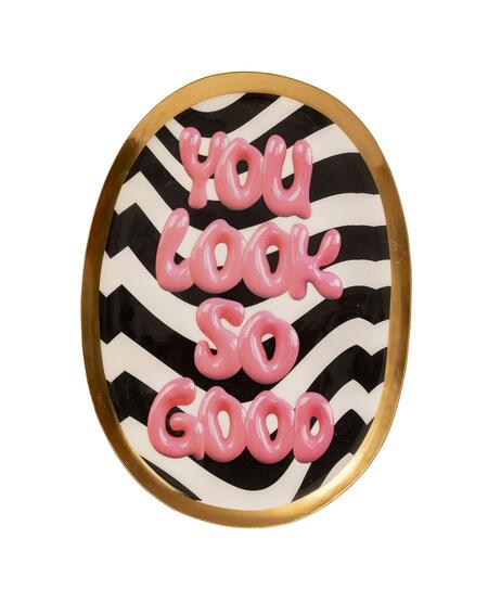 Palais Royal vassoio funky tray metallo smaltato you look so good 25x19 cm.