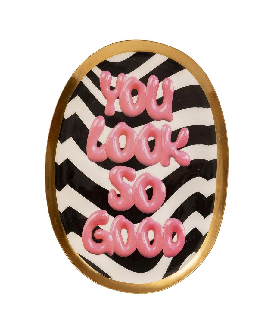 Palais Royal vassoio funky tray metallo smaltato you look so good 25x19 cm.