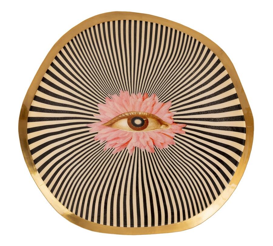 Palais Royal vassoio occhio funky tray metallo smaltato 45x45 cm.