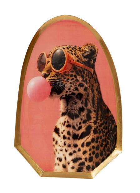 Palais Royal vassoio leopardo funky tray metallo smaltato 24x37 cm.