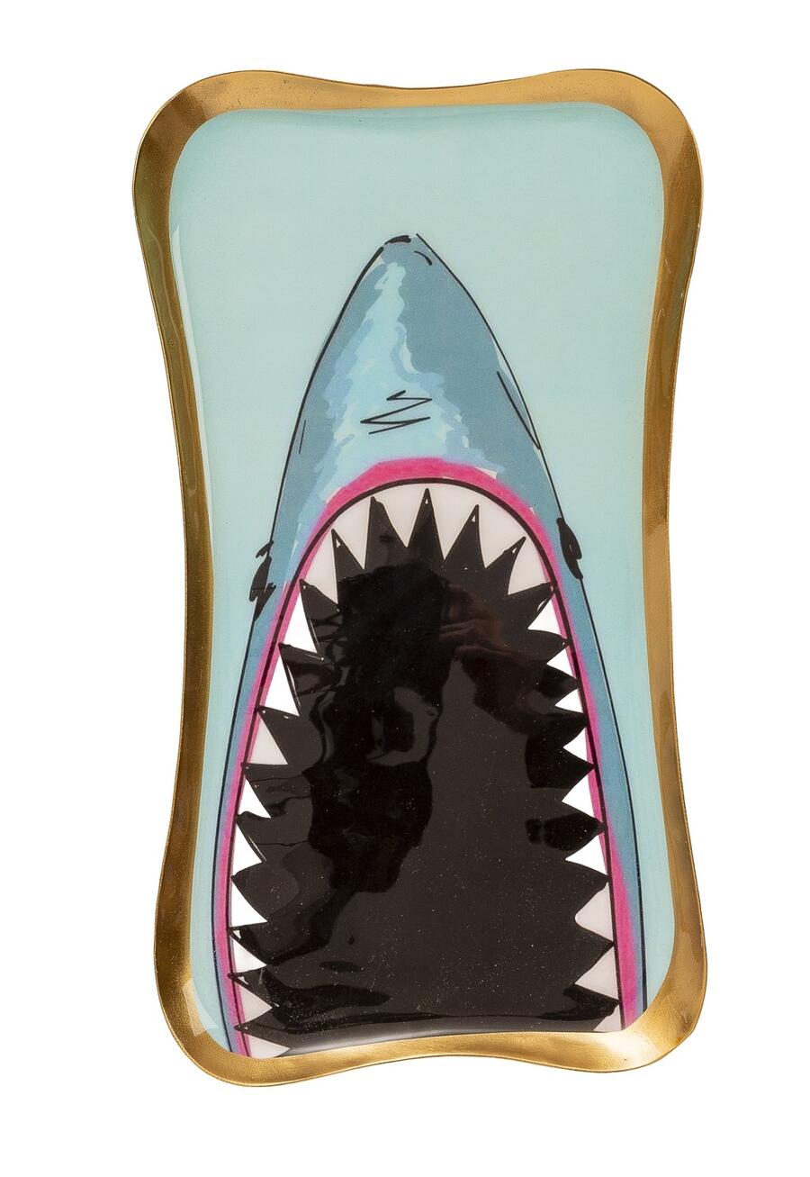 Palais Royal vassoio squalo funky tray metallo smaltato 29x16.5 cm.