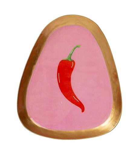 Palais Royal vassoio peperoncino funky tray metallo smaltato 15x13 cm.