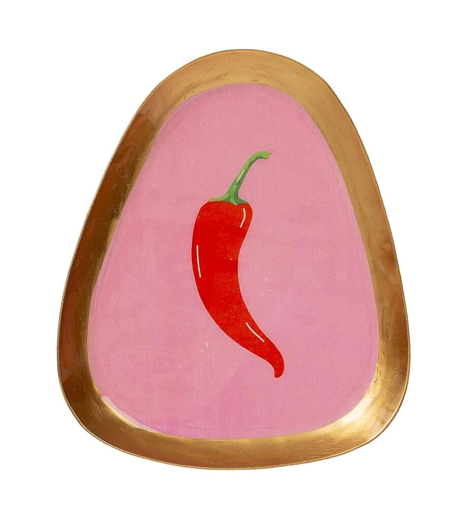 Palais Royal vassoio peperoncino funky tray metallo smaltato 15x13 cm.