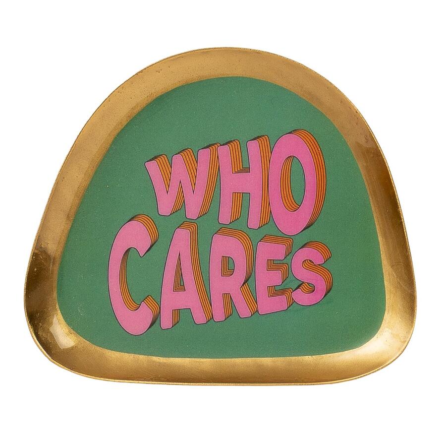 Palais Royal vassoio who cares funky tray metallo smaltato 13x15 cm.