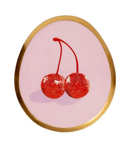 Palais Royal vassoio ciliegie funky tray metallo smaltato 27x24 cm.