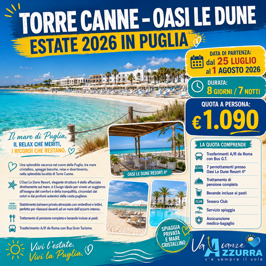 25 LUGLIO 2026 PUGLIA OASI LE DUNE