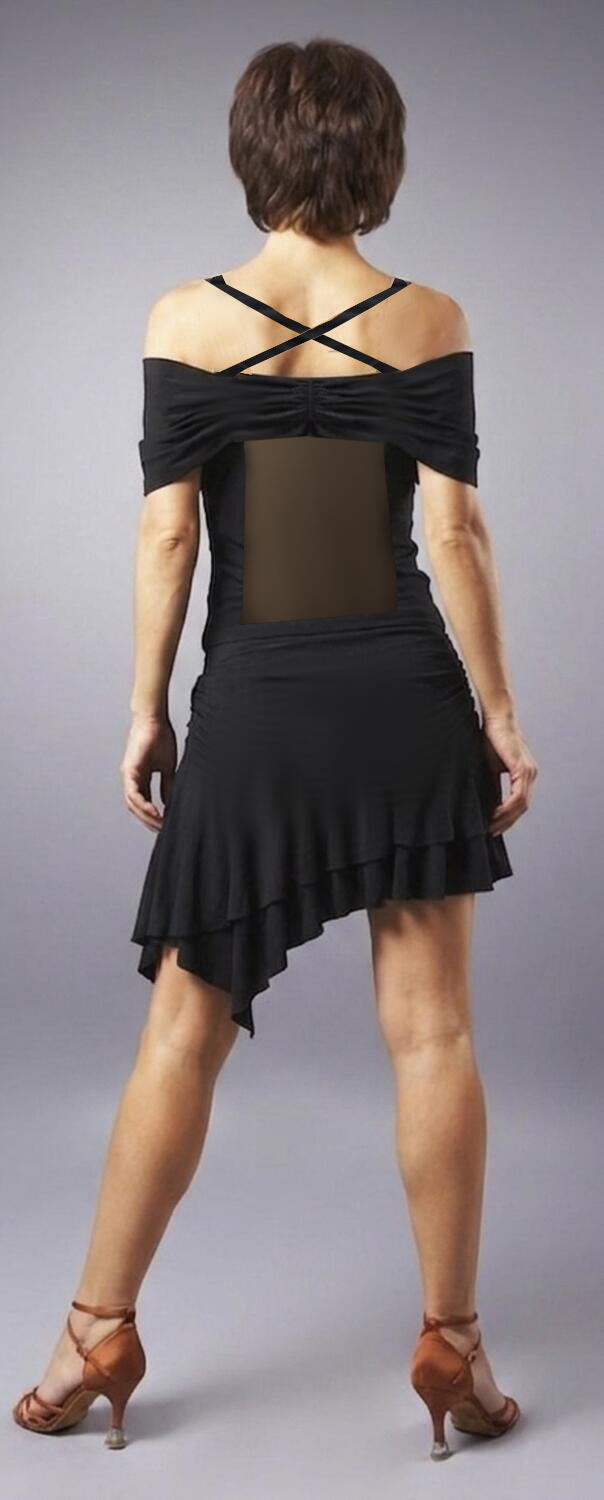 Maglia con spalline a cascata e scollatura orizzontale U119