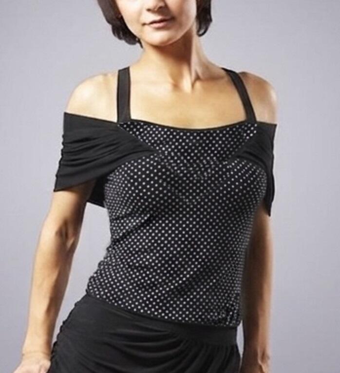 Maglia con spalline a cascata e scollatura orizzontale U119