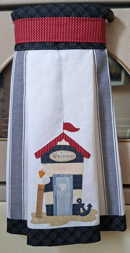 Kit asciughino con bordo blu Home on the beach 