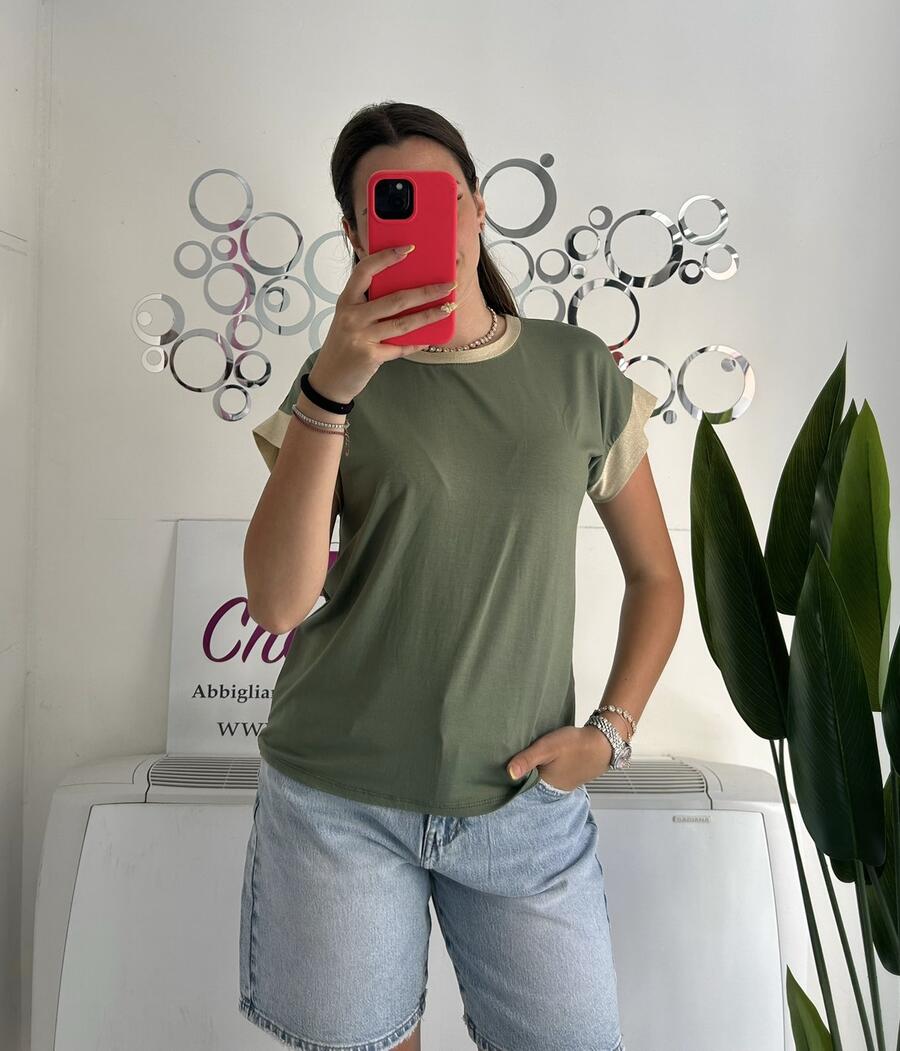 NOVITÀ T-shirt in viscosa profili dorati