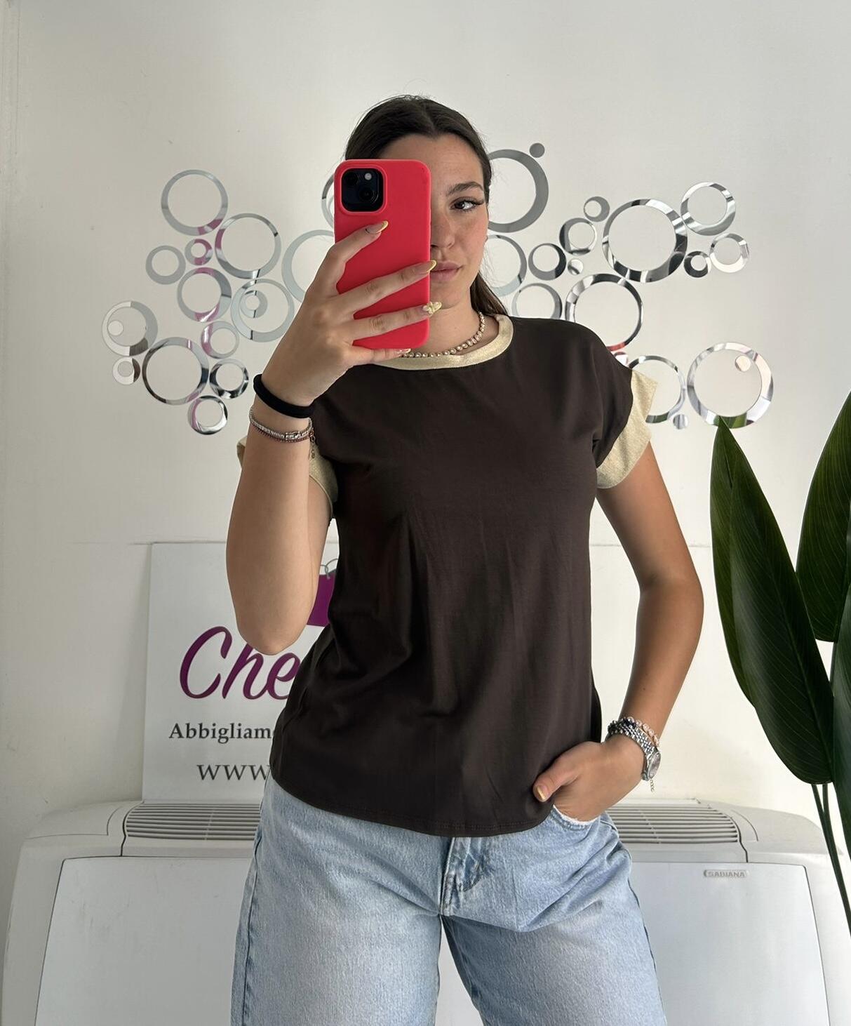 NOVITÀ T-shirt in viscosa profili dorati