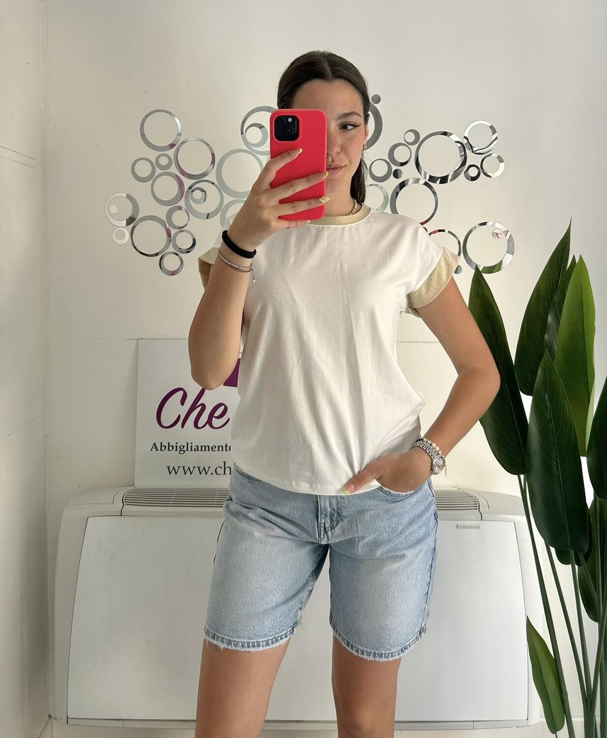 NOVITÀ T-shirt in viscosa profili dorati