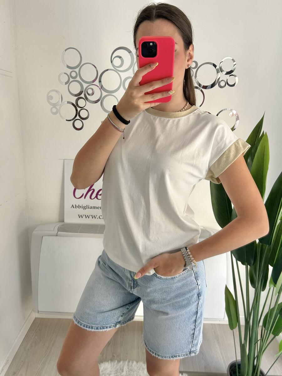 NOVITÀ T-shirt in viscosa profili dorati