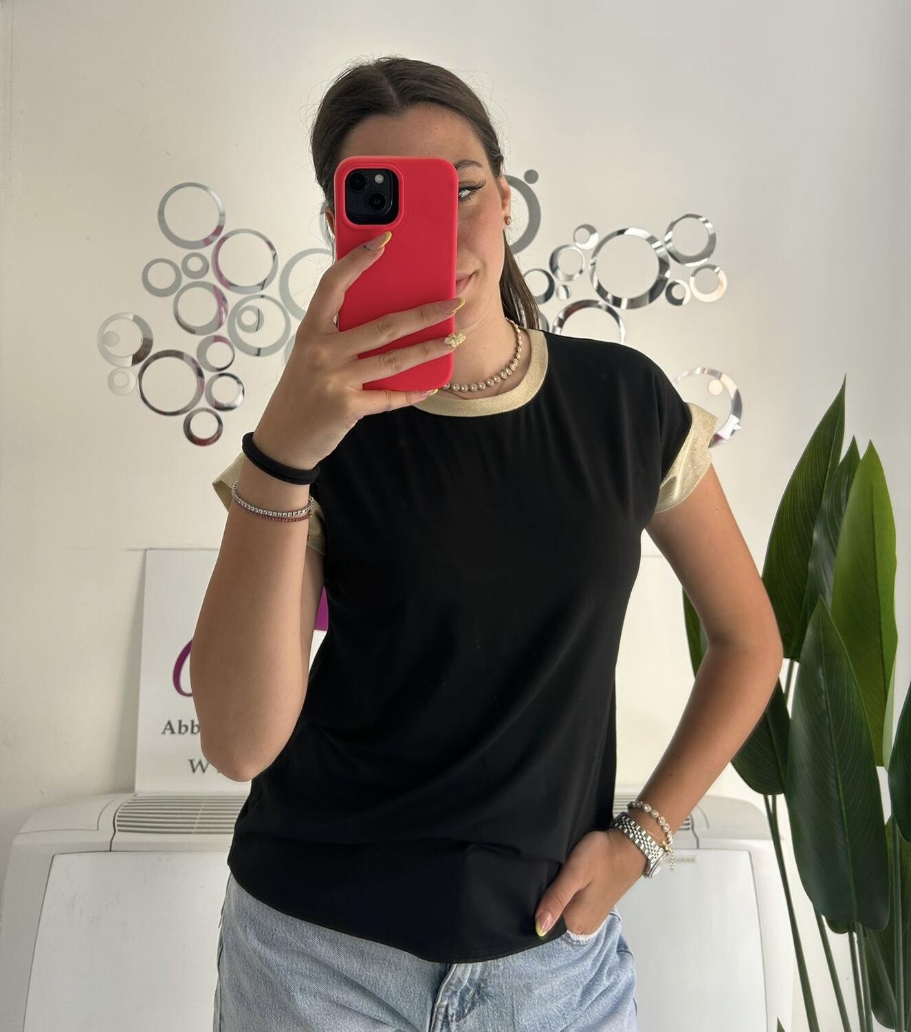 NOVITÀ T-shirt in viscosa profili dorati