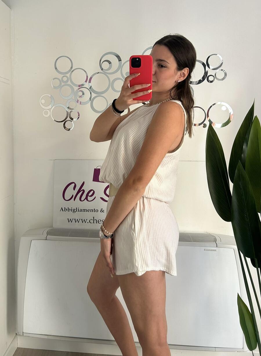 NOVITÀ Completo top e shorts a righe in lurex