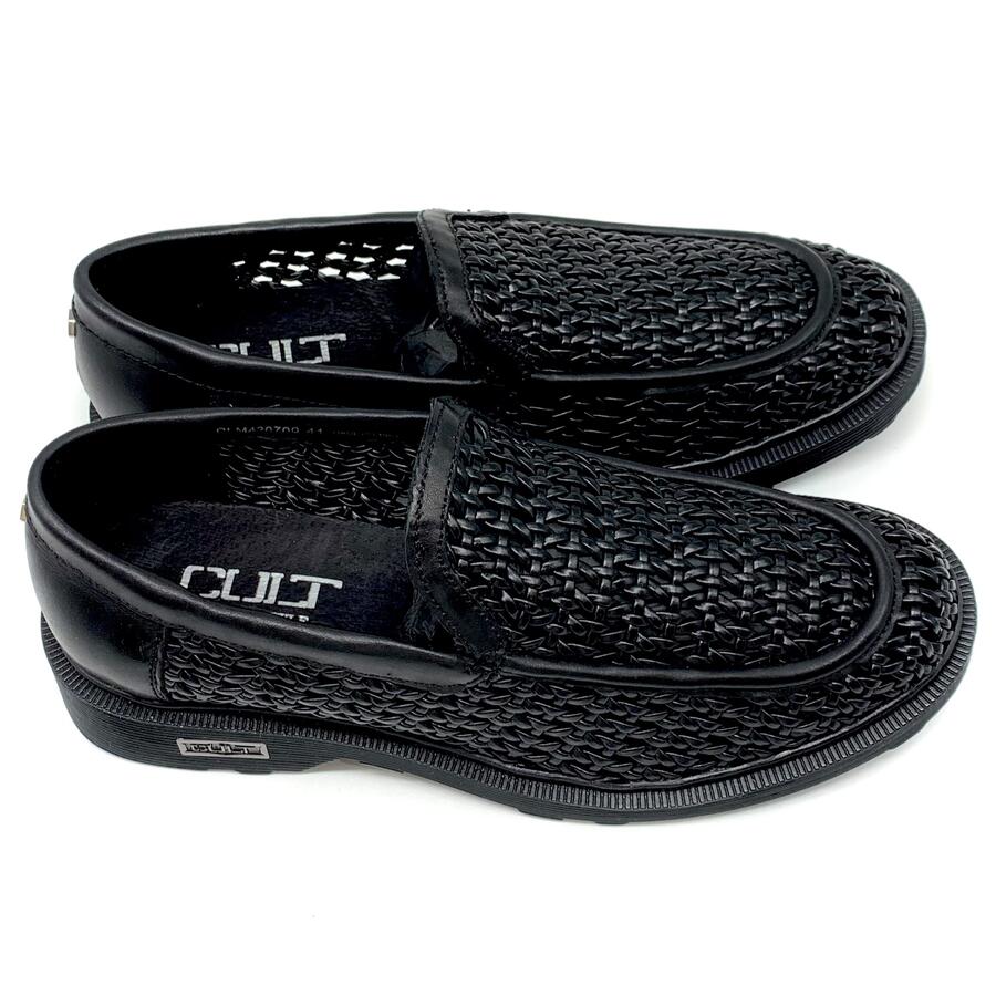 Cult mocassino intrecciato nero traforato