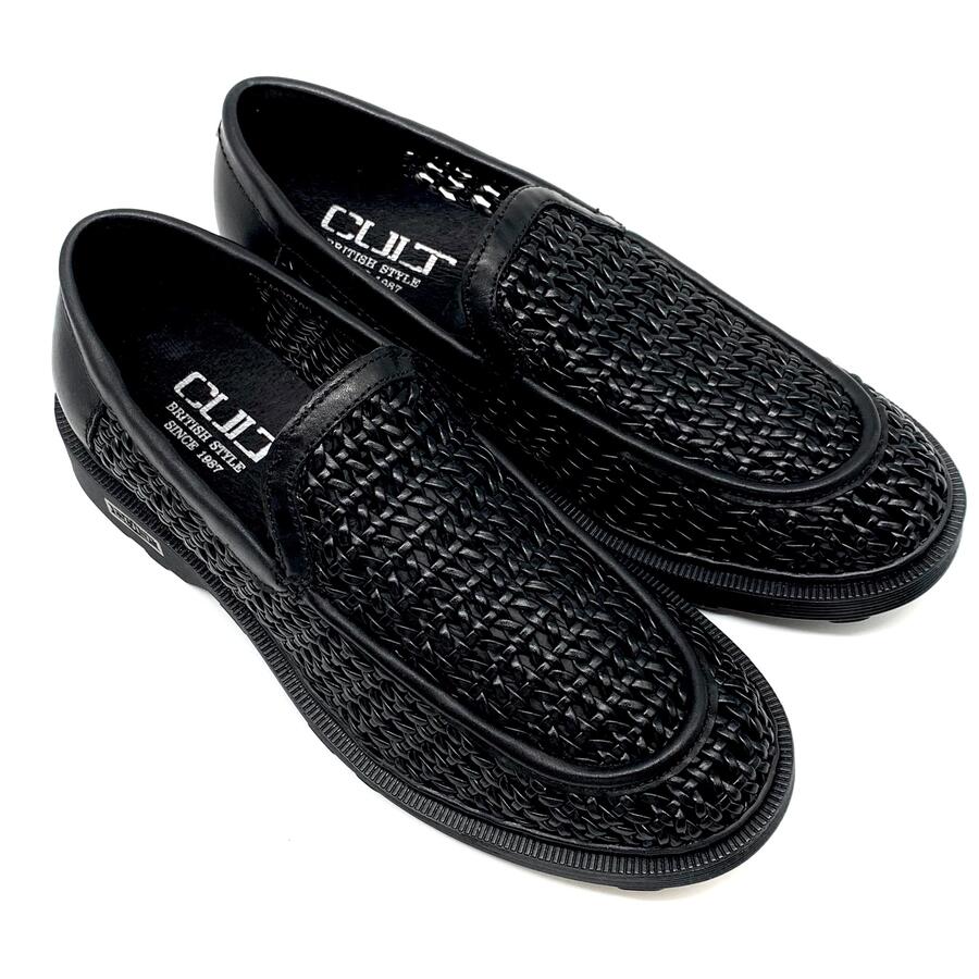 Cult mocassino intrecciato nero traforato