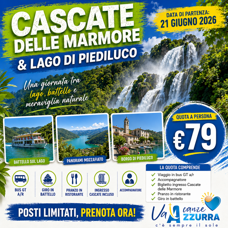 21GIUGNO 2026 CASCATE DELLE MARMORE & LAGO DI PIEDILUCO