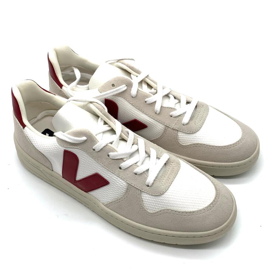 Veja V-10 B-Mesh sneaker in bianco e marsala