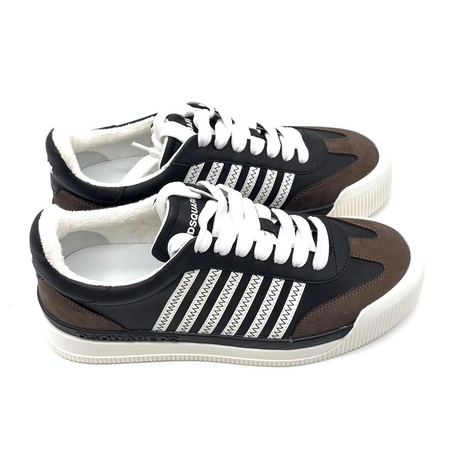sneakers Dsquared2 New Jersey in pelle nera e marrone 