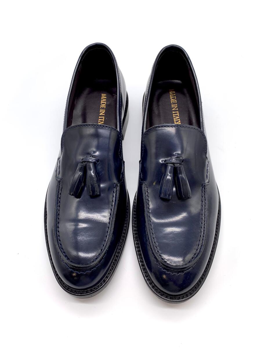 Wil Demulder London Mocassino Mangusta con nappine abrasivato blu