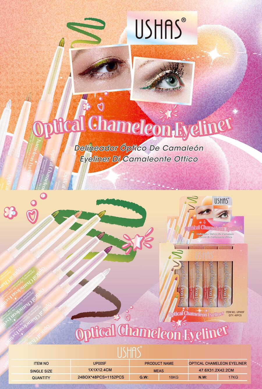 USHAS OPTICAL CHAMELEON EYELINER [Conf. da 48 pezzi]