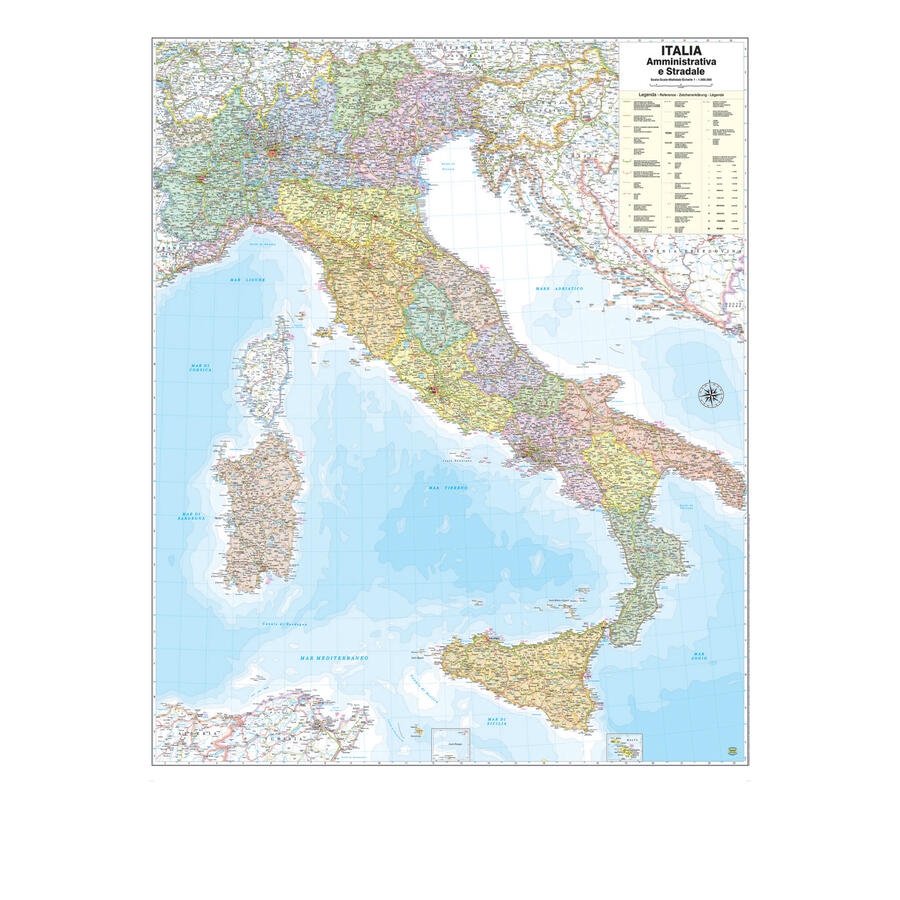 Cartina Geografica Murale ITALIA 97 x 122 cm BELLETTI