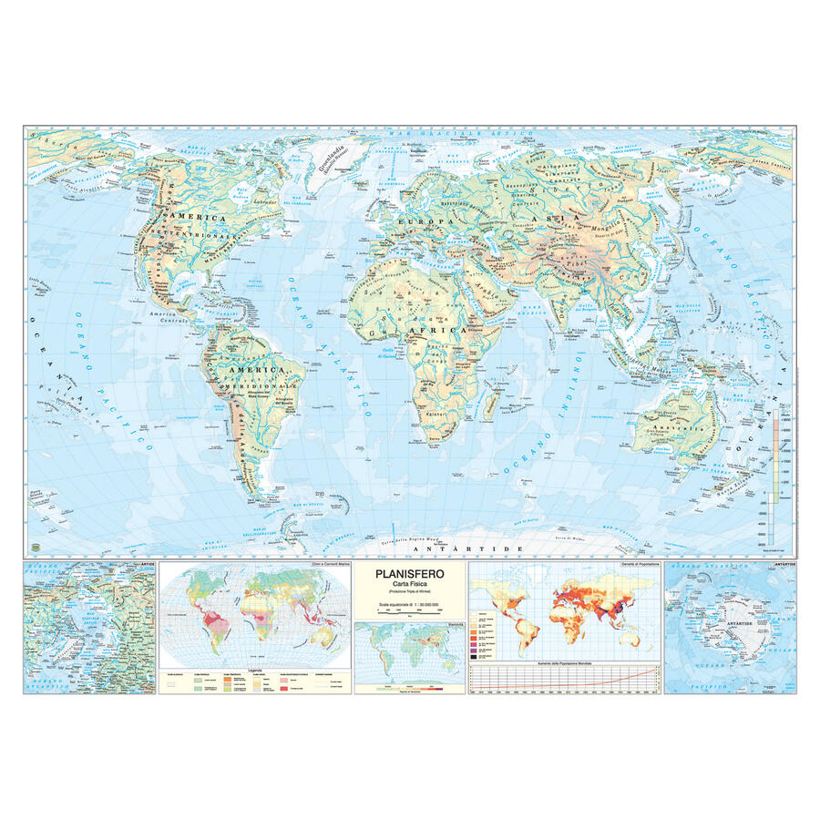 Cartina Geografica Scolastica PLANISFERO 132 x 99 cm BELLETTI