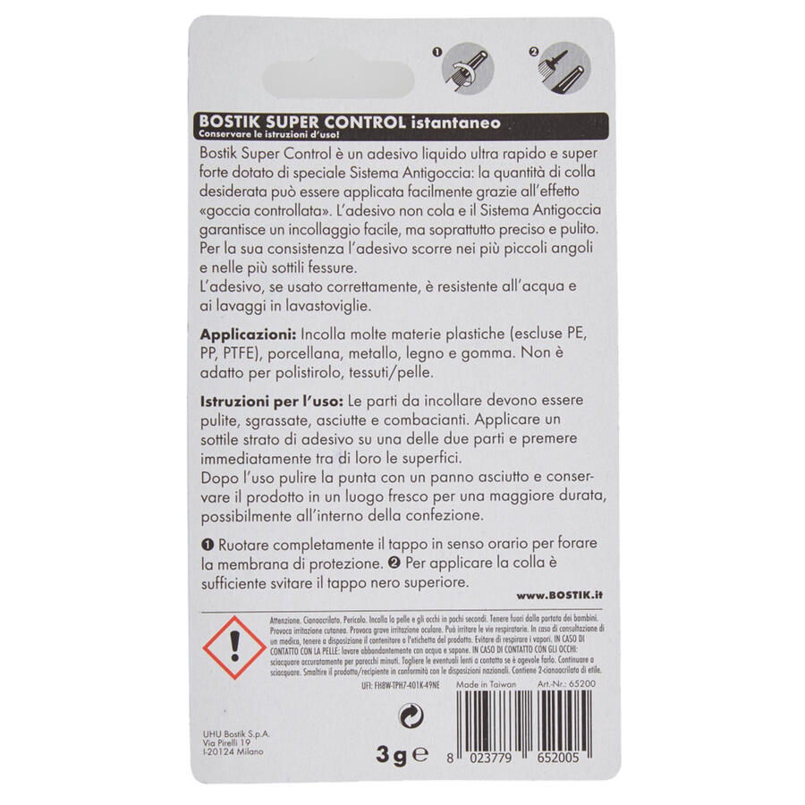 Colla Istantanea Universale Super Control 3 gr BOSTIK