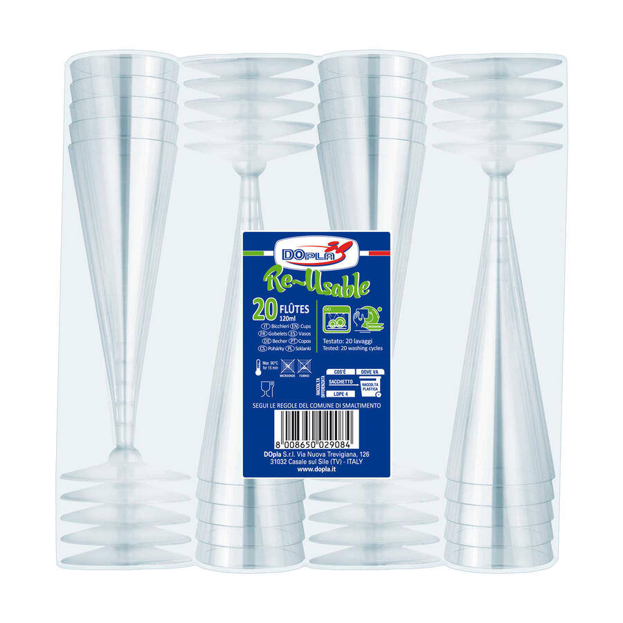 Bicchieri FLUTES linea DIAMANT Monouso DOPLA - conf. 20 pz