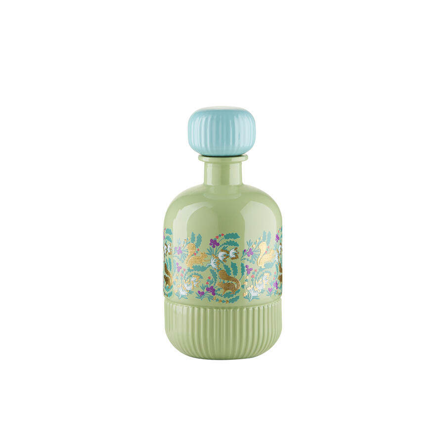 L'Oca Nera – Bottiglia Decorativa con Tappo – Bosco Incantato – Verde Salvia – 0,50L