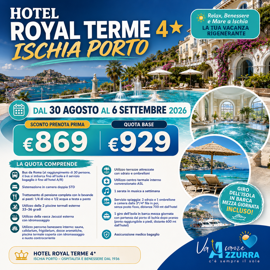 30 AGOSTO 2026 - 8 GIORNI - ISCHIA PORTO
