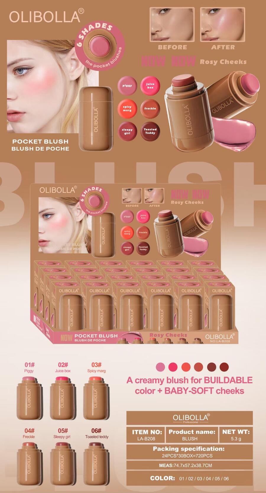 OLIBOLLA POCKET BLUSH [Conf. da 24 pezzi]