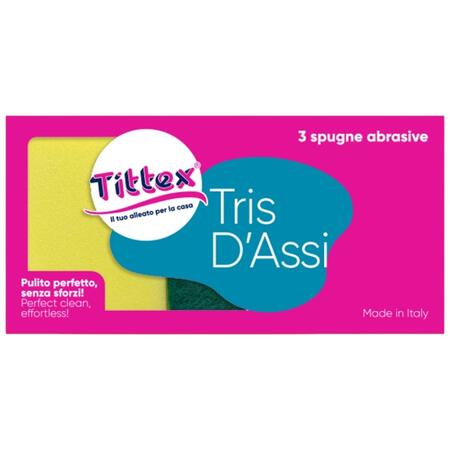 TITTEX SPUGNA ABRASIVA TRIS D' ASSI 3 PEZZI (Confezione da 12 PEZZI) 